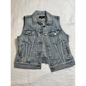 J.CREW Indigo Blue Denim Cotton Vest Women's S Button Up Pockets Utility NWT